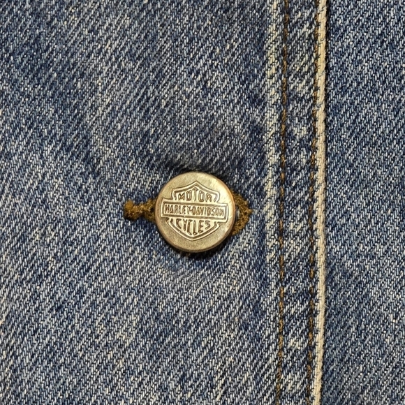 NWT Harley Davidson Motorcycle Women's Denim Jean Distressed Button Front Vest - Picture 4 of 9